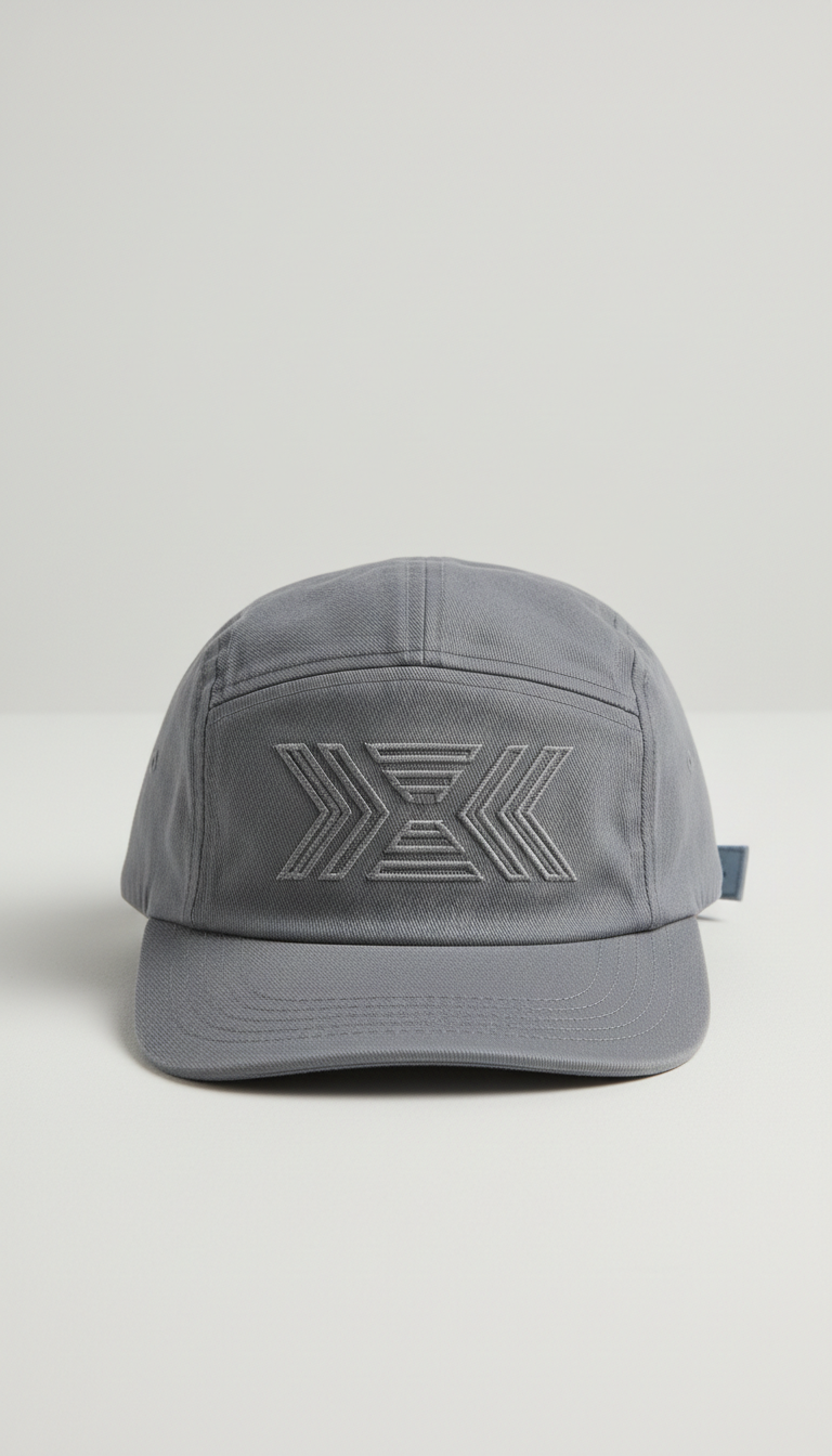 Slate gray embroidered 5-panel hat